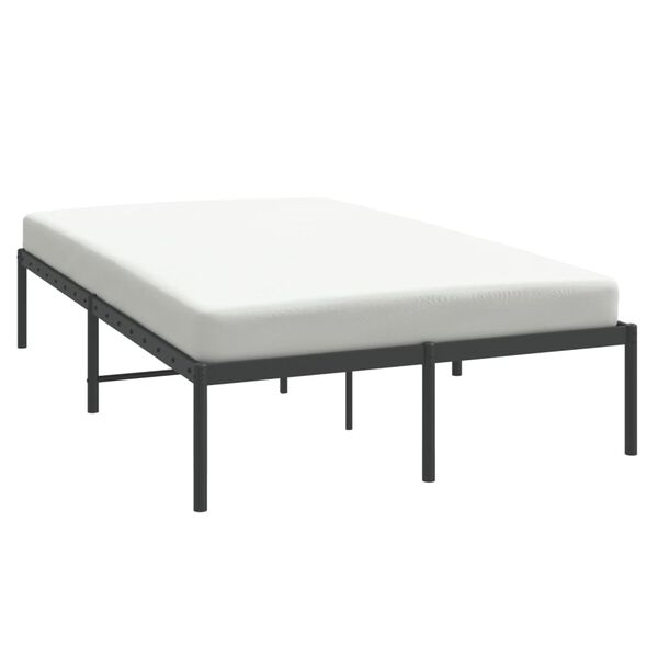 vidaXL Bed Frame Black Powder-Coated Steel 4.0 x 6.3 ft Small Double