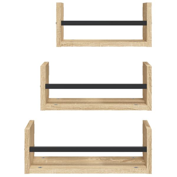 vidaXL Wall Shelf Set Sonoma Oak Engineered wood Medium Wall mounting