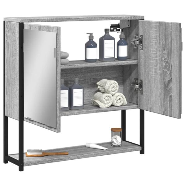 vidaXL Bathroom Mirror Cabinet Gray Sonoma