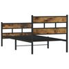 vidaXL Bed Frame Black, Smoked Oak Iron, Engineered Wood Single
