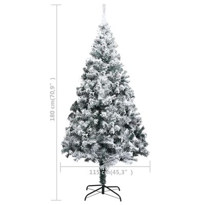 vidaXL Artificial Christmas Tree with Flocked Snow Green 70.9" PVC