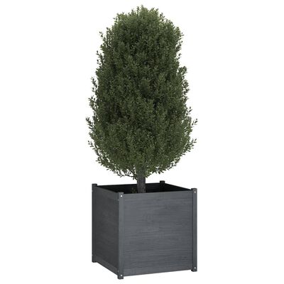 vidaXL Garden Planter Gray 27.6"x27.6"x27.6" Solid Wood Pine