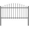 vidaXL Garden Fence with Spear Top Steel 66.9x59.1" Black