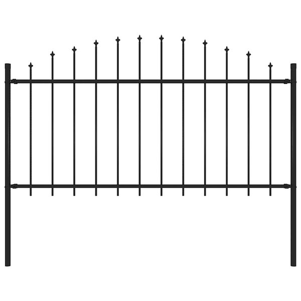 vidaXL Garden Fence with Spear Top Steel 66.9x59.1" Black