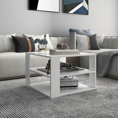 vidaXL Coffee Table White 23.6"x23.6"x15.7" Engineered Wood
