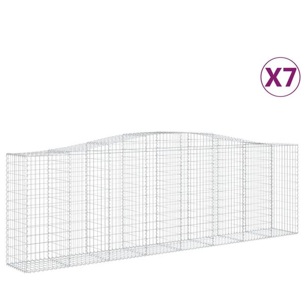 vidaXL Gabion Basket Set of 7 Silver Galvanized Iron Large