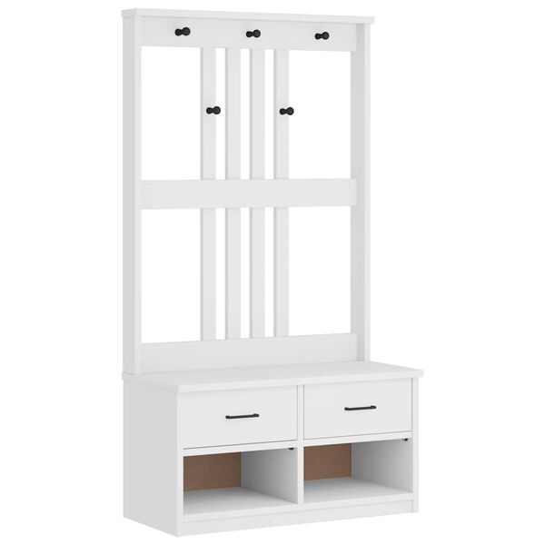 vidaXL Hall Tree White Solid pine wood, engineered wood Hall Tree