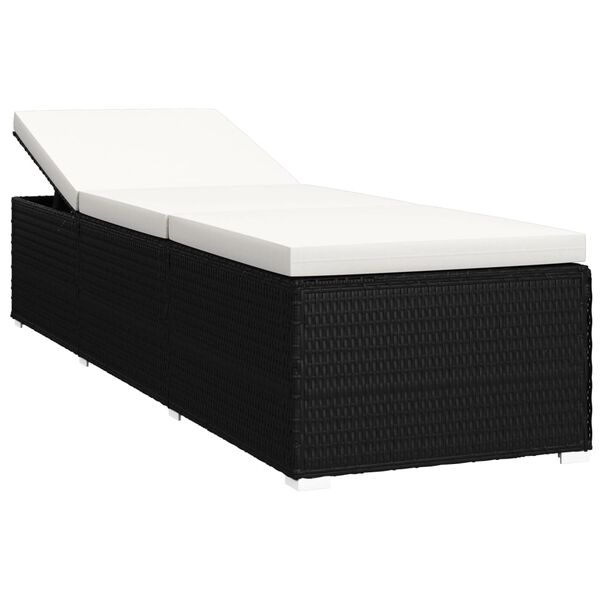 vidaXL Sun Lounger Black, Cream White