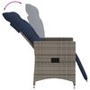 vidaXL Reclining Patio Chairs 2 pcs with Cushions Gray Poly Rattan