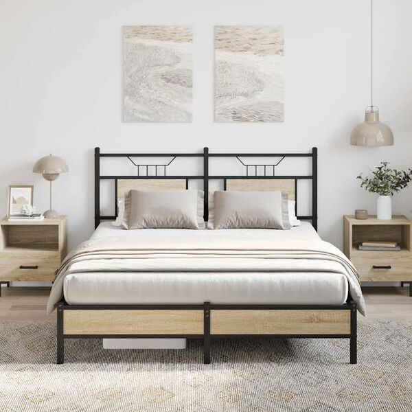 vidaXL Bed Frame Sonoma Oak Engineered Wood Full Bed Frame Rectangular