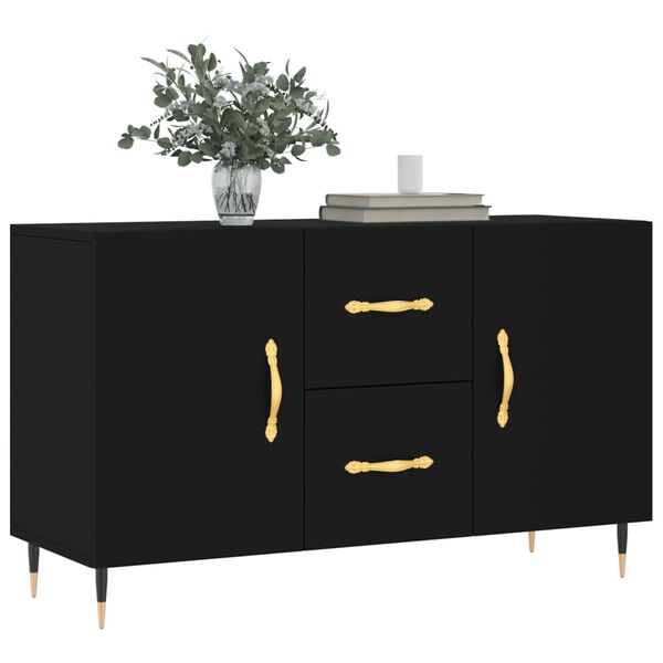 vidaXL Sideboard Black Engineered wood, metal 39.4 x 14.2 x 23.6 in