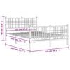 vidaXL Bed Frame White Steel Double Bed Bed Frame Rectangular