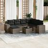 vidaXL Garden Sofa Set Gray PE rattan, powder-coated steel, tempered glass