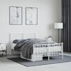 vidaXL Bed Frame White Steel Double Bed Frame Rectangular