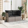 vidaXL Garden Sofa Grey PE Rattan, Powder-Coated Steel, Polyester 2-Seater