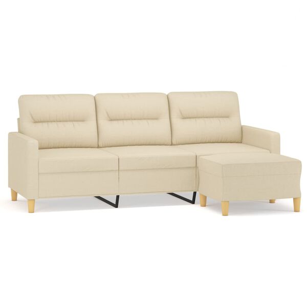 vidaXL 3-seater Sofa With Footstool Cream