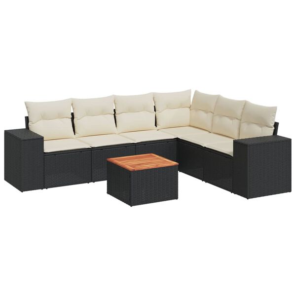 vidaXL Garden Sofa Set Black, Cream White
