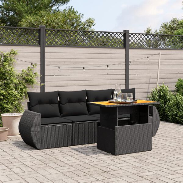 vidaXL Garden Sofa Set Black PE rattan Small to Medium
