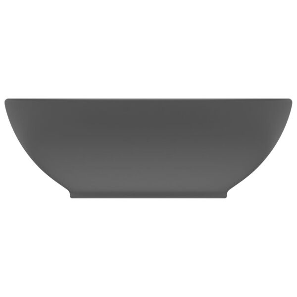 vidaXL Luxury Basin Oval-shaped Matt Dark Grey 15.7x13.0" Ceramic