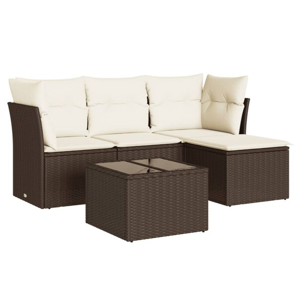 vidaXL Garden Sofa Set Brown, Cream White