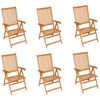 vidaXL Garden Chair Set of 6 Natural Teak, Grey Fine sanded teak wood