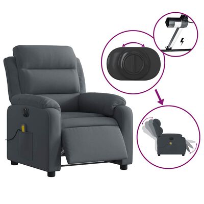 Gray recliner with circular dial and remote control graphic