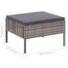 vidaXL Garden Lounge Set Gray Poly Rattan, Powder-Coated Steel, Polyester