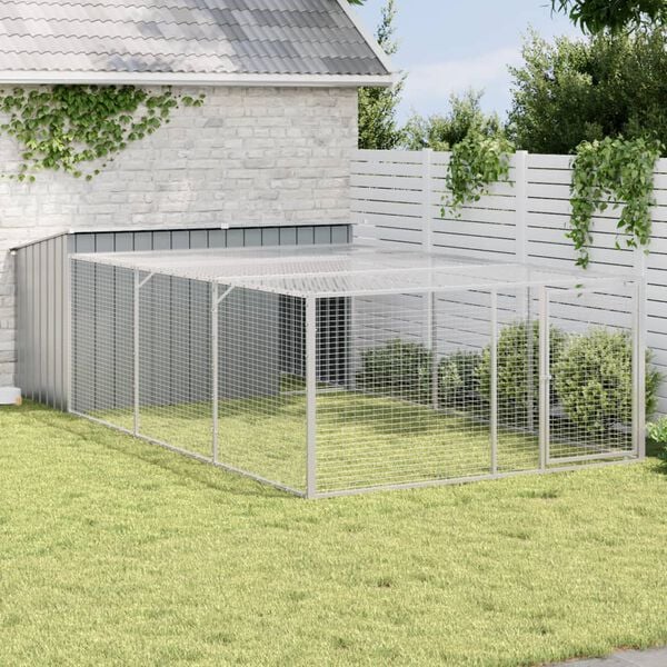 vidaXL Dog House Anthracite Galvanized Steel Large Durable Dog House
