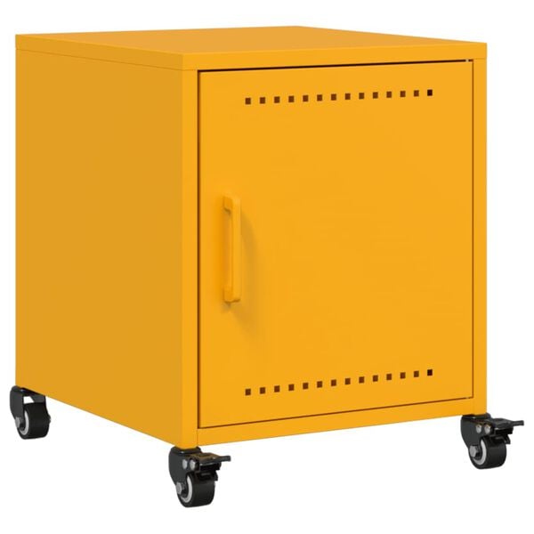 vidaXL Bedside Cabinet Mustard Yellow Cold-rolled steel Small