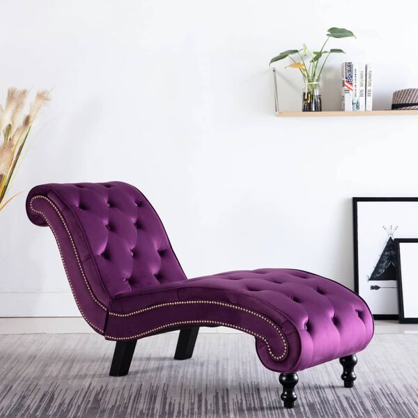 vidaXL Chaise Lounge Purple Velvet 57.1 x 20.5 x 30.3 in