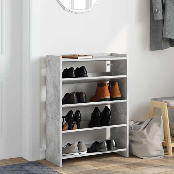 vidaXL Shoe Rack Concrete gray Engineered wood Slim Shoe Rack