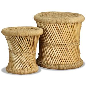 vidaXL Stool Set of 2 Natural bamboo and jute Bamboo and jute Set of 2