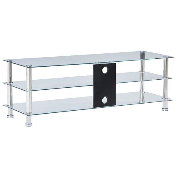 vidaXL TV Stand Transparent Tempered glass, stainless steel