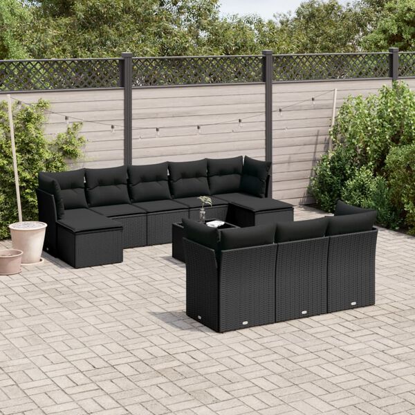 vidaXL Garden Sofa Set Black PE rattan Large Modular Garden Sofa Set