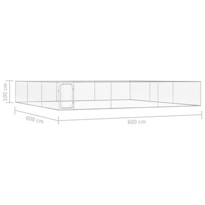 vidaXL Outdoor Dog Kennel Galvanized Steel 19.7'x19.7'x3.3'