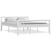vidaXL Bed Frame White and Black Metal 55 x 79 in Decorative Inlays