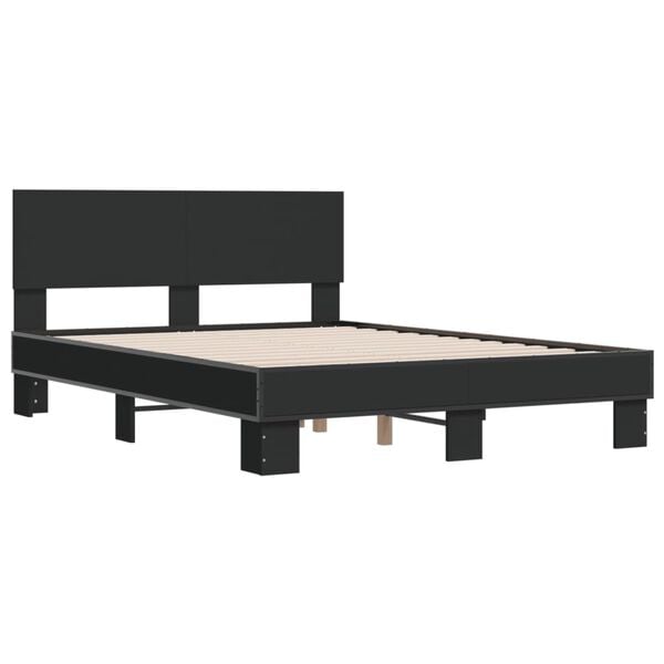 vidaXL Bed Frame Black Engineered Wood Double Durable Bed Frame