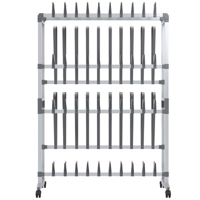 vidaXL Shoe Rack with Wheels Silver 35"x10.6"x47.2"