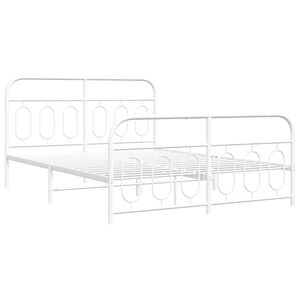 vidaXL Bed Frame White Steel King Size Bed Frame Rectangular Modern