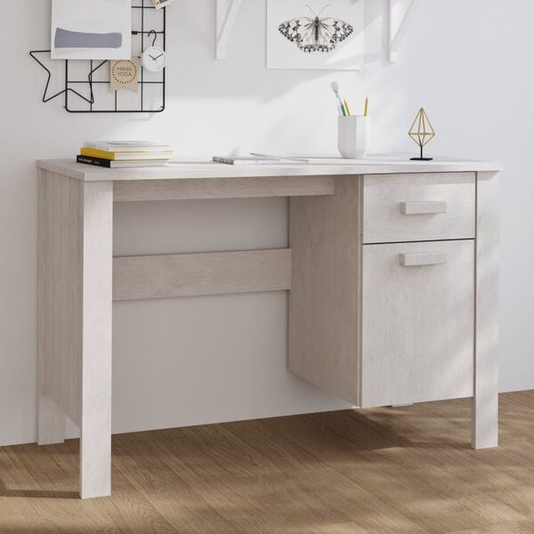 vidaXL Desk White Solid pine, MDF Medium Desk Rectangular Minimalist