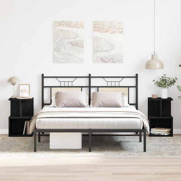 vidaXL Bedside Cabinet 2 pcs Black Oak 13.78 x 13.78 x 21.65 in