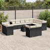 vidaXL Garden Sofa Set Black with cream white cushions