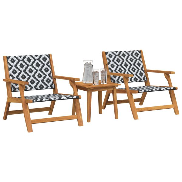vidaXL Garden Chairs with Table 3 pcs Black 17.7" x 17.7" x 15.7