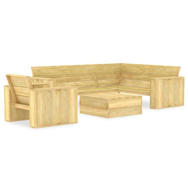 vidaXL Garden Lounge Set Natural Wood Treated Pinewood Standard Durable