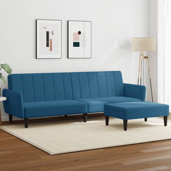 vidaXL Sofa Bed Blue Velvet 2-seater Transforms into different furniture