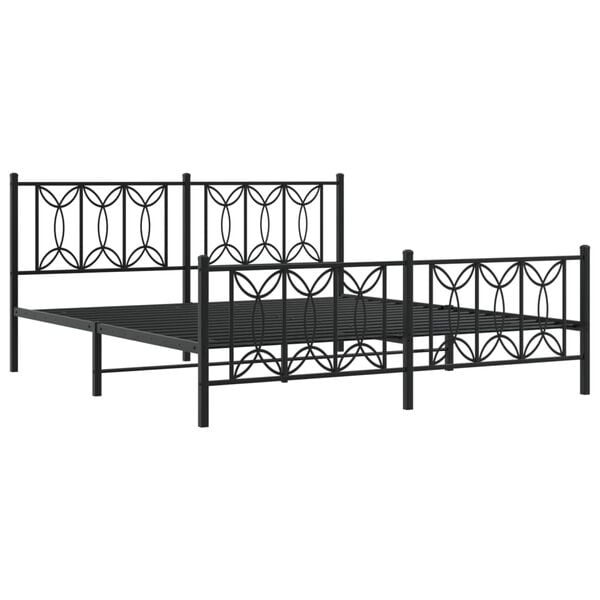 vidaXL Bed Frame Black Steel 72 x 84 in Bed Frame Rectangular Modern