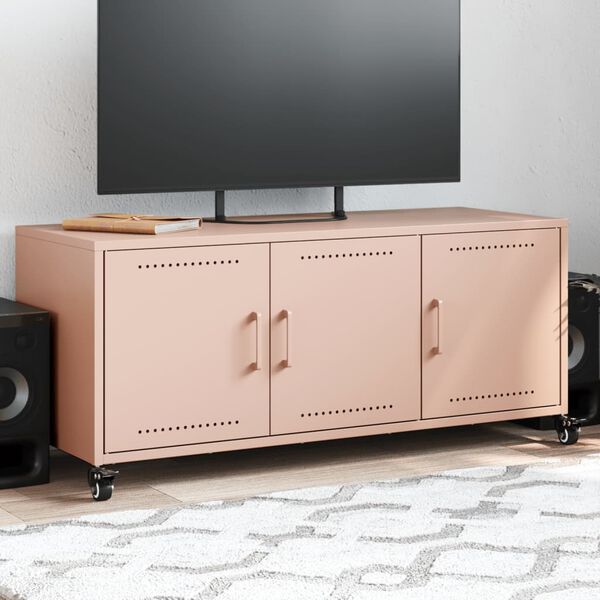 vidaXL TV Cabinet Pink Cold-rolled Steel Medium Storage TV Cabinet