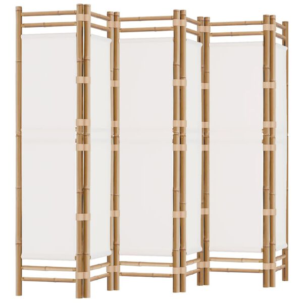 vidaXL Folding 6-Panel Room Divider 94.5" Bamboo and Canvas