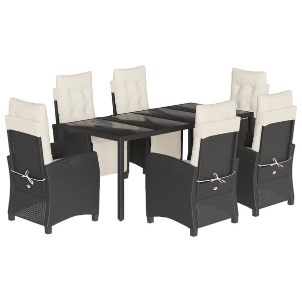 vidaXL Garden Dining Set Black, Cream White