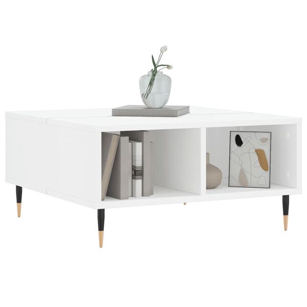 vidaXL Coffee Table High gloss white Engineered wood, Iron Medium